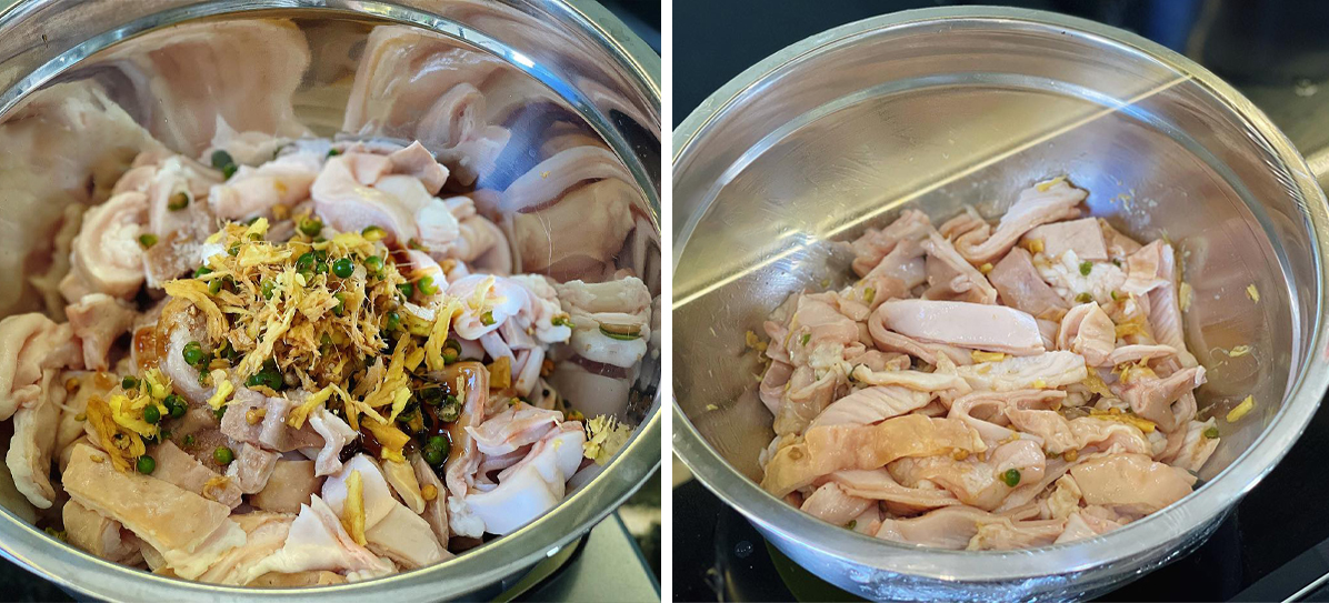 Ứớp bao tử với gia vị cho ngấm